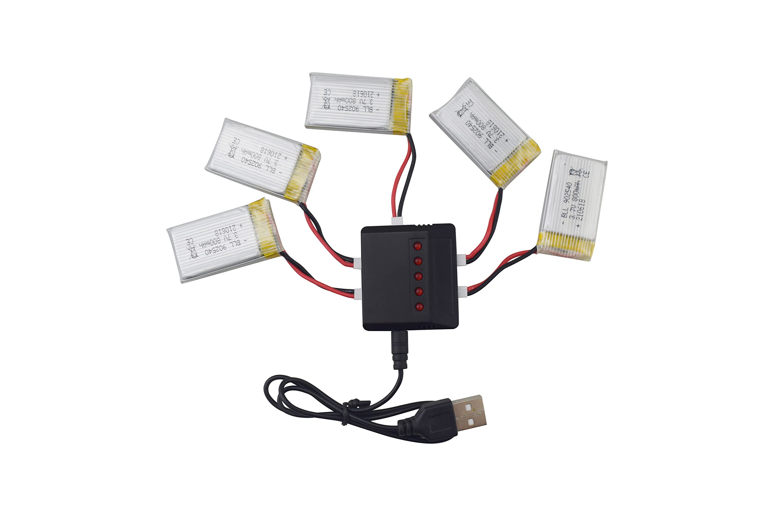 Amazon.com: 5pcs 3.7v 800mAh Lithium Battery with 5-in-1 Charger